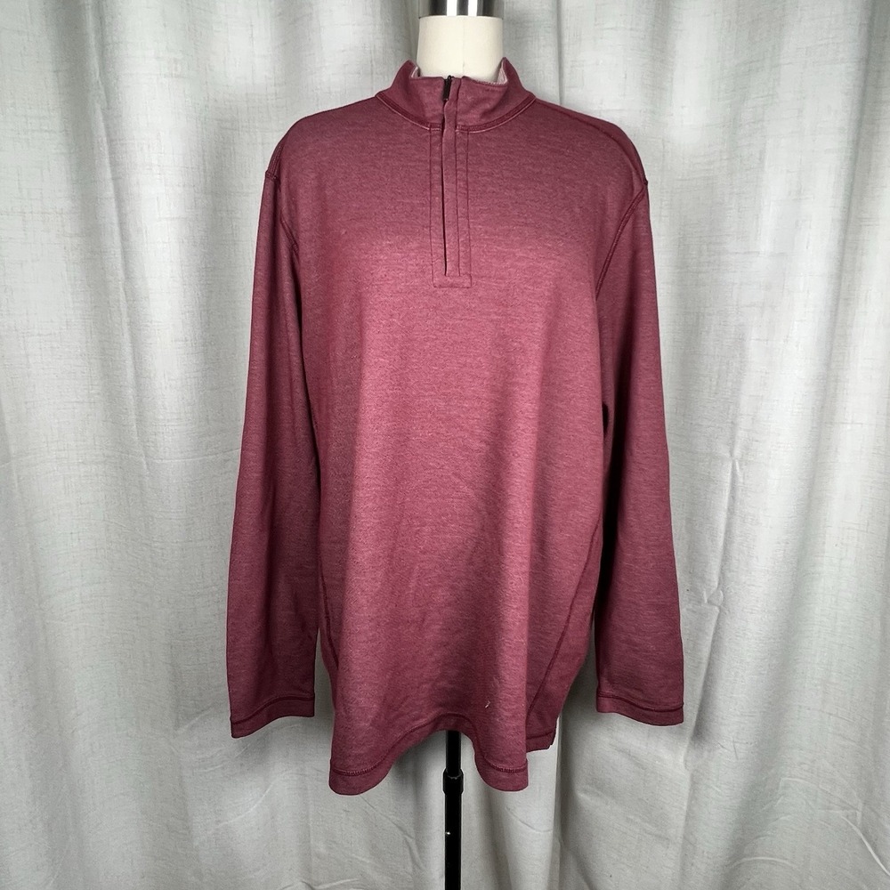 Tommy Bahama Reversible Red 1/2 Zip Pullover Sweatshirt Men XLT Casual Marlin
